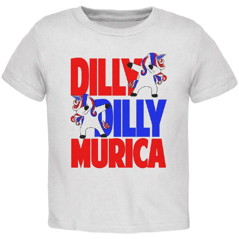 4th of July Dilly Dilly Murica Dabbing Unicorn Toddler T ShirtMetallic T-Shirts