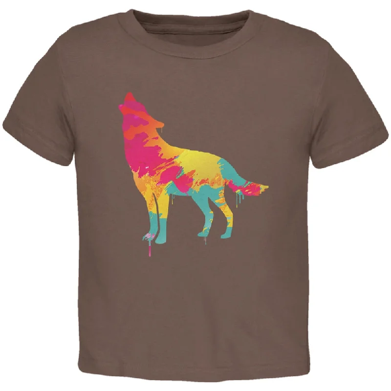 Splatter Wolf Brown Toddler T-ShirtCycling T-Shirts