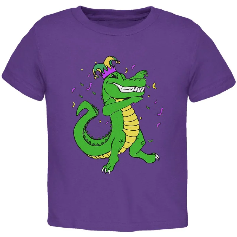 Mardi Gras Dabbing Alligator Jester Toddler T ShirtPerformance T-Shirts