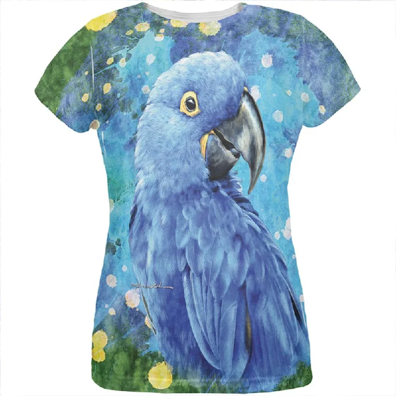 Blue Hyacinth Macaw Splatter All Over Womens T ShirtLayered T-Shirts