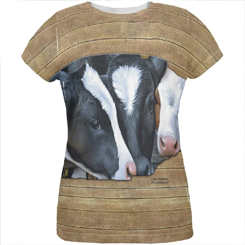 Queens of the Dairy Farm Cows All Over Womens T ShirtLace-Up T-Shirts