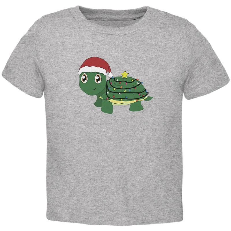 Christmas Turtle Lights Santa Hat Toddler T ShirtOrganic Cotton T-Shirts