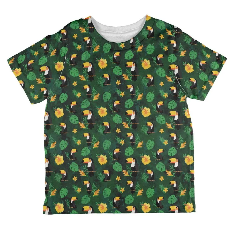 Tropical Toucan Rainforest Repeat Pattern All Over Toddler T ShirtDesigner T-Shirts