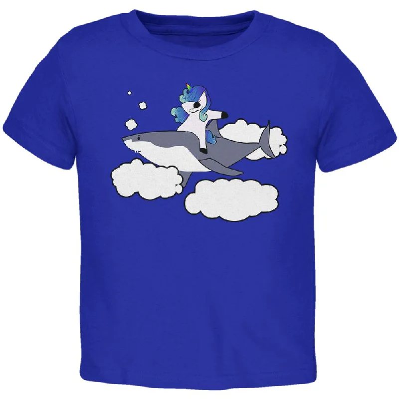 Dabbing Unicorn Riding Shark In The Sky Toddler T ShirtStriped T-Shirts