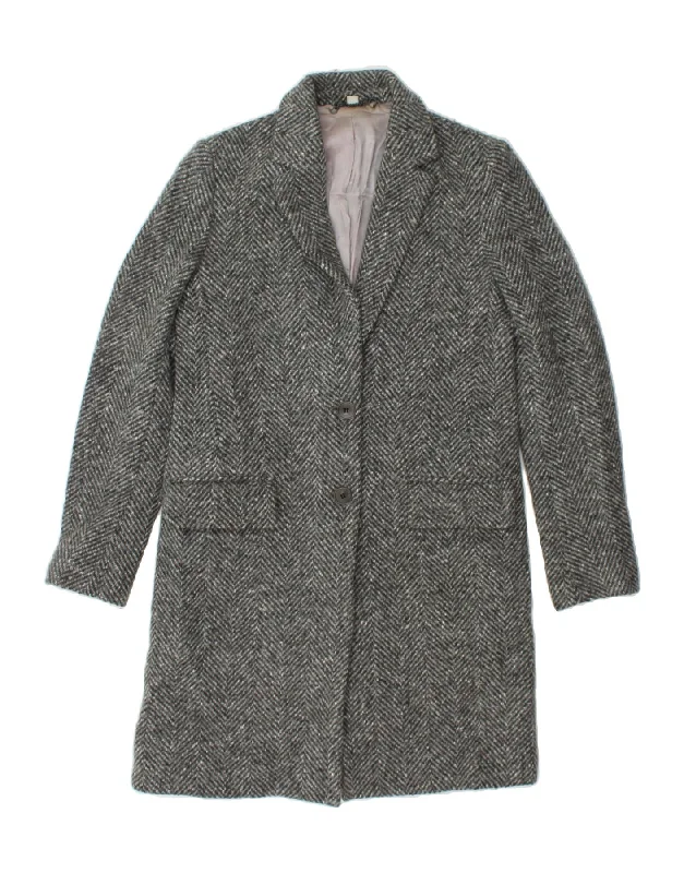 Running OvercoatsJIGSAW Womens Overcoat UK 8 Small Grey Chevron Wool