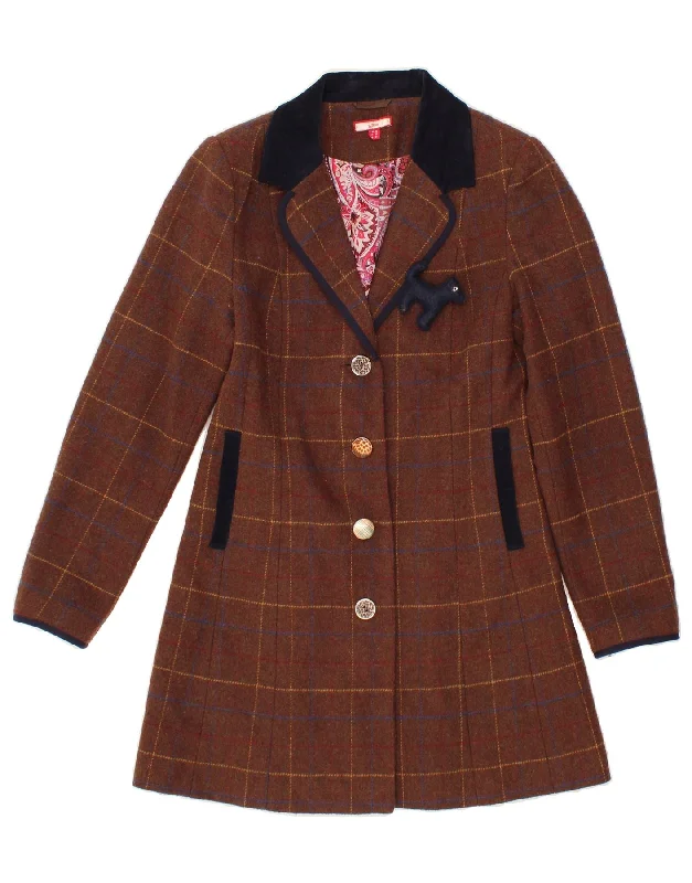 Streetwear OvercoatsJOE BROWNS Womens Overcoat UK 10 Small Brown Check Polyester