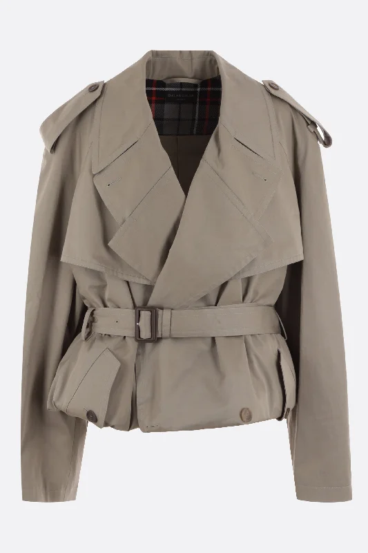 gabardine folded oversized trench coat