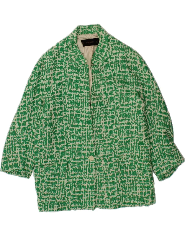 Cycling OvercoatsZARA Womens Abstract Pattern Overcoat UK 14 Medium Green Acetate