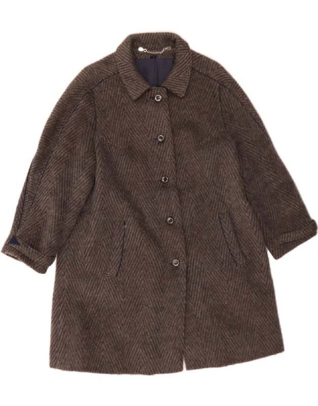 Branded OvercoatsYOUR SIXTH SENSE Womens 3/4 Sleeve Overcoat UK 14 Medium Brown Herringbone