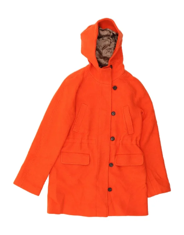 Sports Team OvercoatsJ. CREW Womens Hooded Overcoat US 10 Large Orange Wool