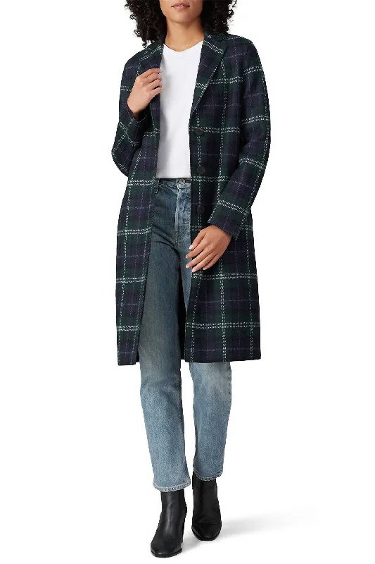 Hip-Hop OvercoatsTartan Wool Overcoat In Green Plaid Twil