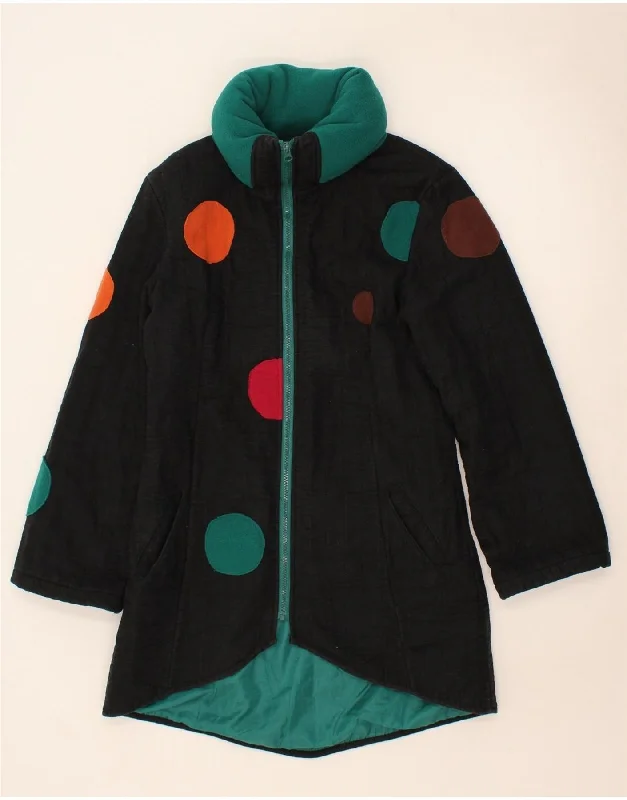 Performance OvercoatsVINTAGE Womens Overcoat UK 12 Medium Black Spotted Cotton