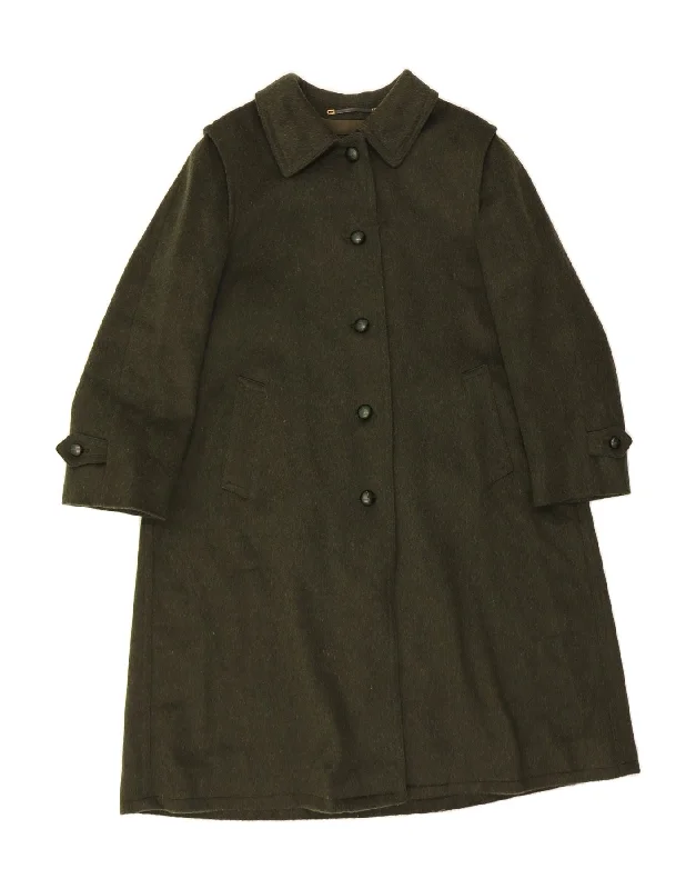 Painted OvercoatsSCHNEIDERS Womens Overcoat UK 14 Large  Khaki Wool