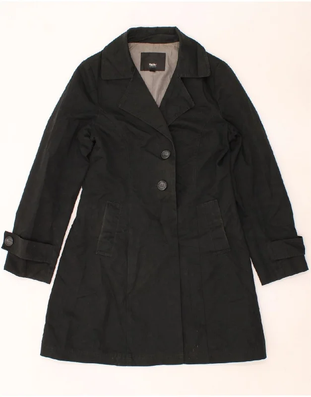 MOSSIMO Womens Trench Coat UK 12 Medium Black Cotton