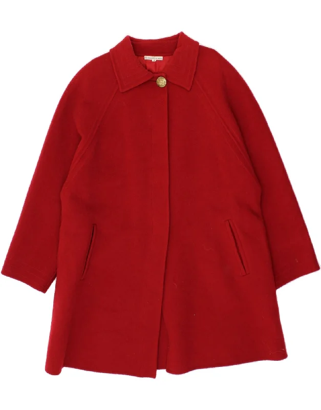 Cotton OvercoatsVINTAGE Womens Overcoat IT 46 Large Red Cashmere