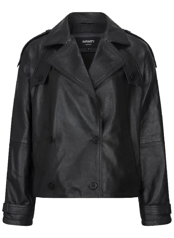 Cropped Trenchcoat Leather Jacket