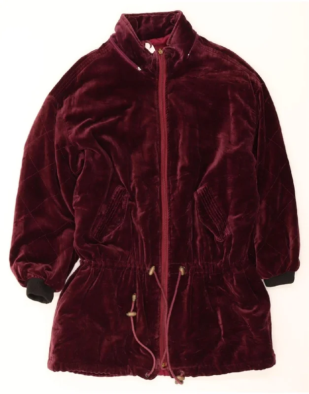 Ribbed Cuff OvercoatsVINTAGE Womens Velvet Overcoat UK 18 XL Burgundy