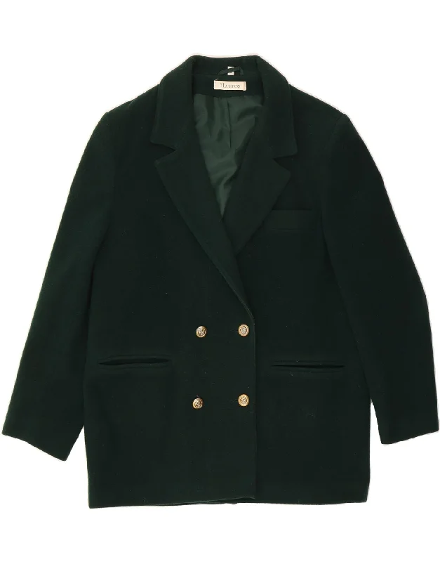 College OvercoatsHAUSCO Womens Overcoat UK 14 Large  Green Wool