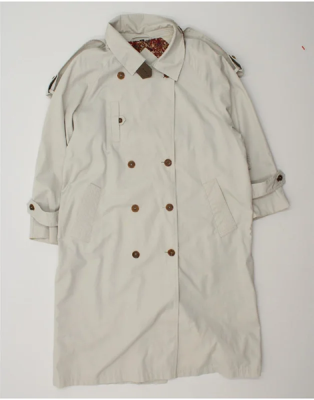 VINTAGE Womens Double Breasted Trench Coat UK 18 XL Grey Polyester