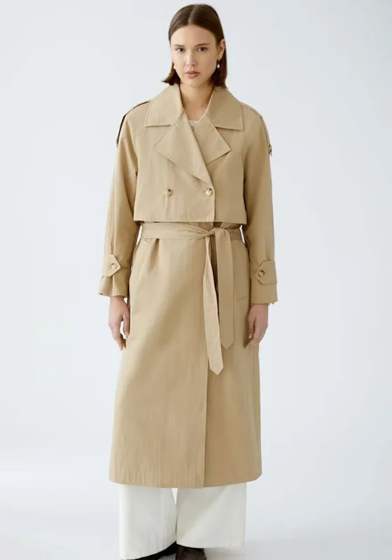 Oui Two in One Trench Coat, Beige