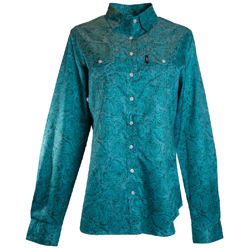 Down jacket with backpack'Hooey' Women's "Sol Competition" Western Button Down - Teal