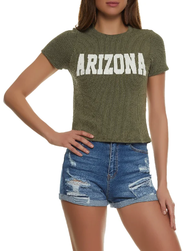 Knitted LayeredTextured Knit Arizona Graphic Tee