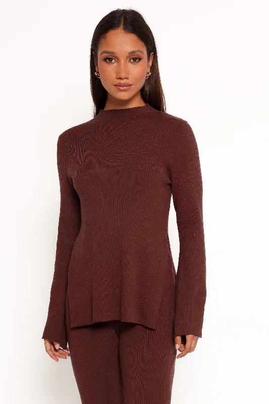 Knit BlouseAdrienne Knit Top - Chocolate