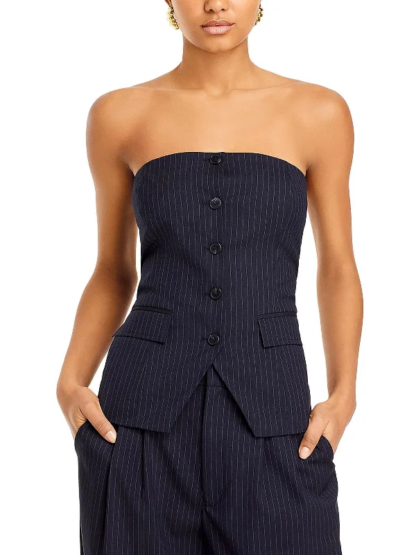 Tear-resistant fabricBerkley Womens Pinstripe Button-Down Strapless Top