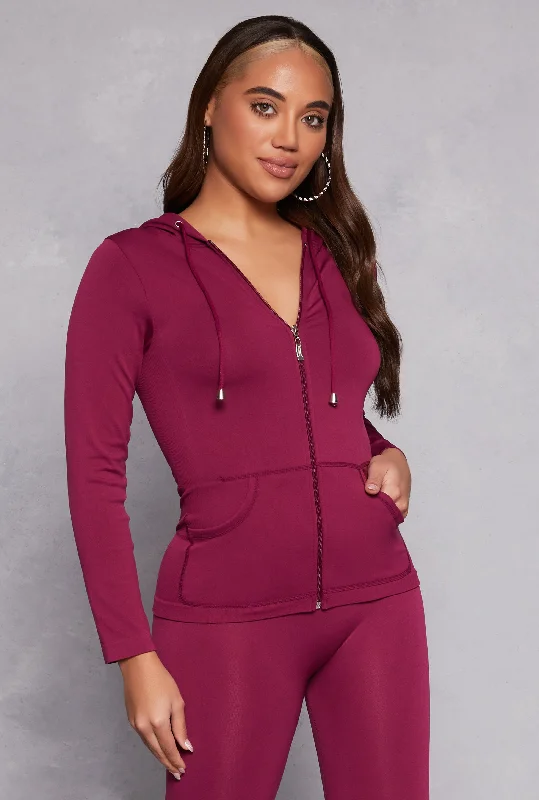 Plush HoodiesSeamless Zip Front Hooded Top