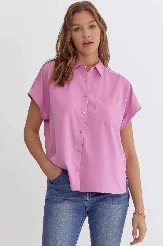 Hot pressing technologyButton Down Perfection Pink Top