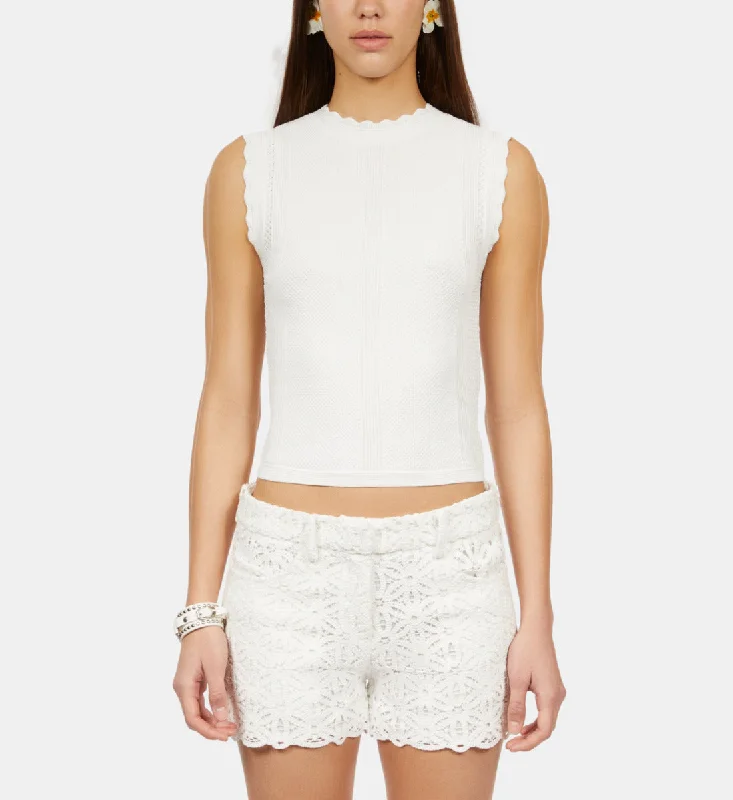 Knitted TopWhite Openwork Knit Top