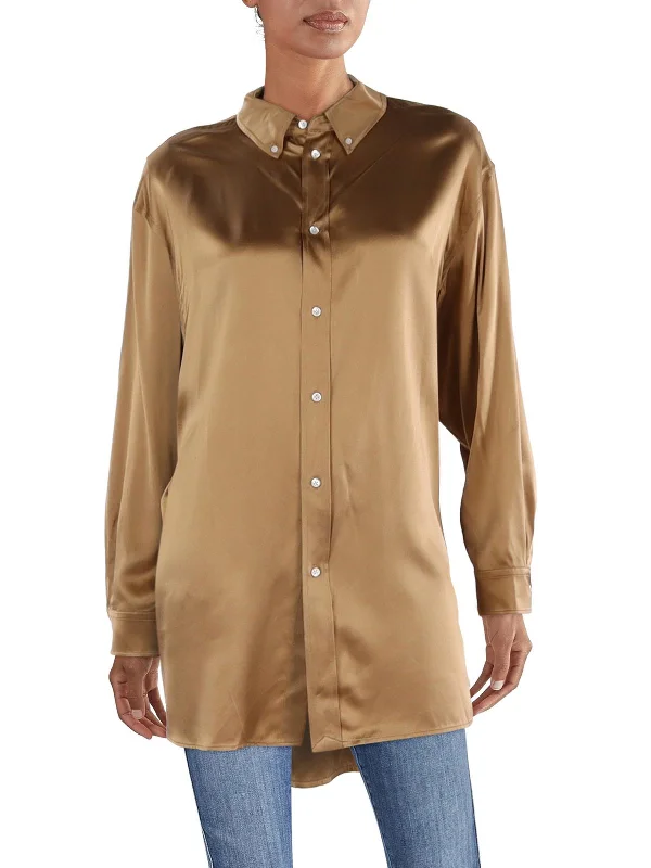 Sports down jacketWomens Shimmer Collared Button-Down Top