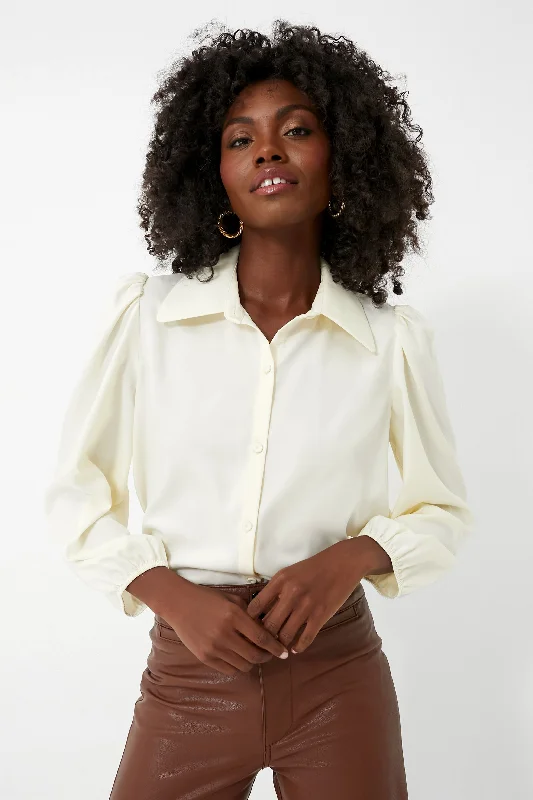 Cream Serena BlouseLeather-Paneled Shirts