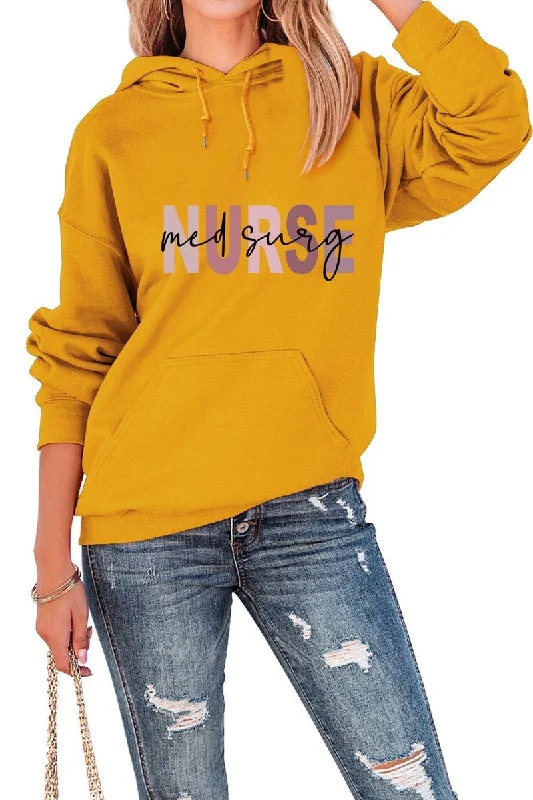 Camping HoodiesWOMEN NURSE PRINTING CASUAL LOOSE FIT HOODED TOP