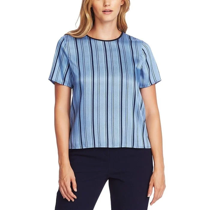 Vince Camuto Women's Stripey Interludes Business Workwear Blouse Blue Size X-LargeLayered Shirts