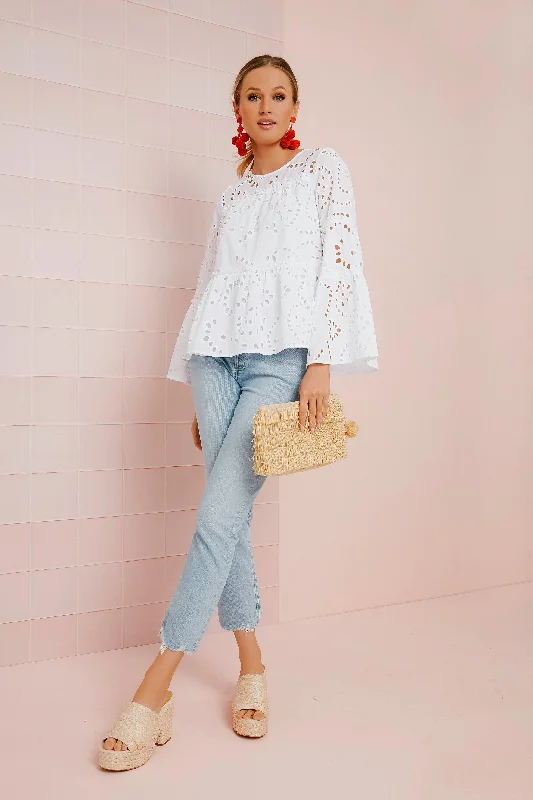 White Eyelet Eloise BlouseHemp Shirts