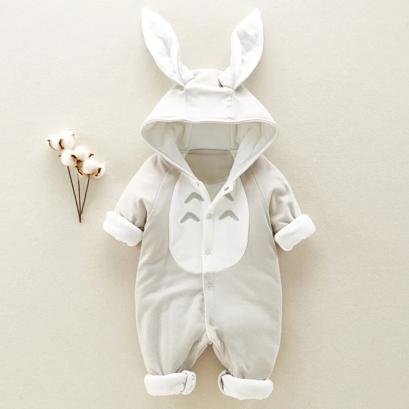 Button-Up SweatshirtsThe new cotton padded cotton baby romper thickened chinchilla hooded cotton baby Onesies newborn go climbing clothes