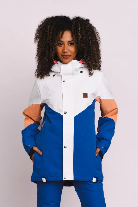 1080 Women's Ski & Snowboard Jacket - Pastel Peach, White & BlueSkateboard Jackets