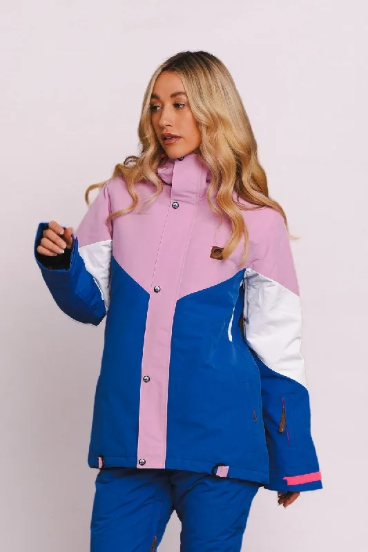 1080 Women's Ski & Snowboard Jacket - Pastel Pink, White & BlueRetro Jackets