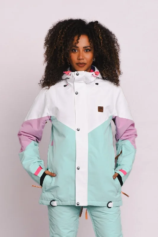 1080 Women's Ski & Snowboard Jacket - Pastel Pink, White & Pastel MintPunk Jackets