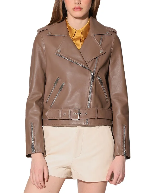 Walter Baker Allison Boxy Fit Leather JacketParka Jackets