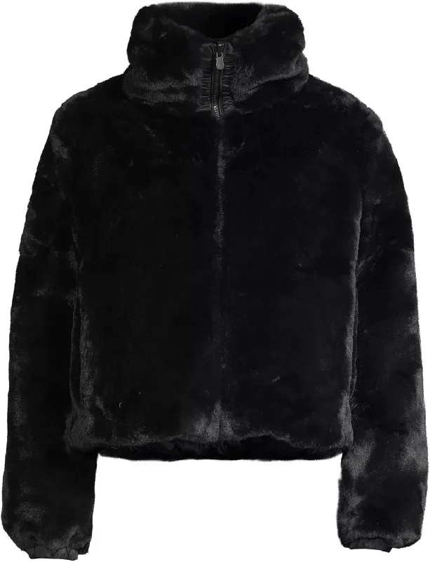 Save the Duck Women's Jeon Faux Fur Jacket, Black, 1Sports Team Jackets