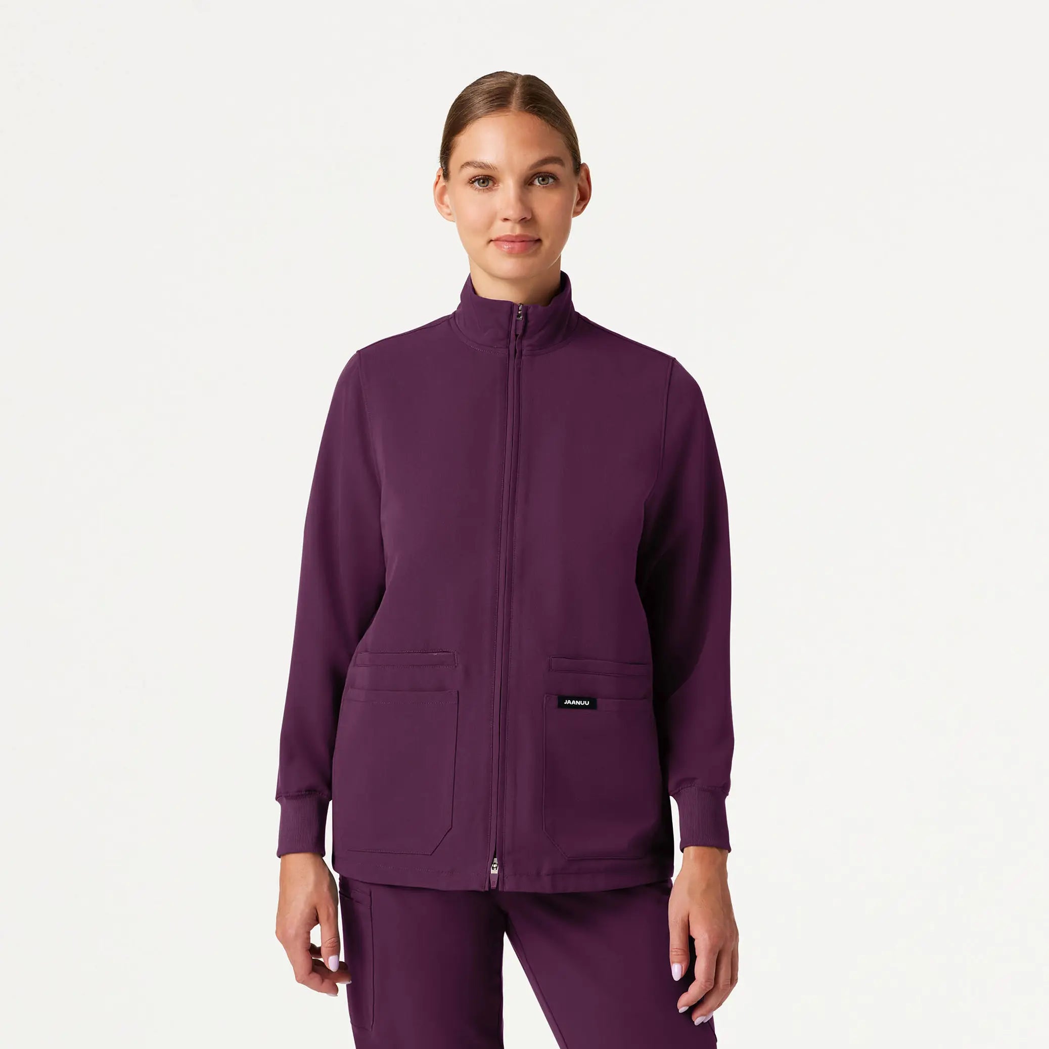 Jaanuu Women's Ceri Essential 6-Pocket Scrub Jacket - Dark AmethystArtist Jackets