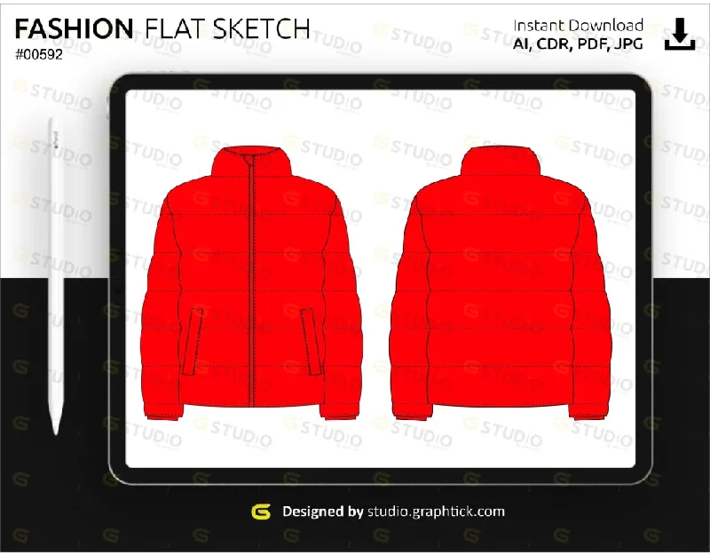 PUFFER JACKET FLAT SKETCHVarsity Jackets