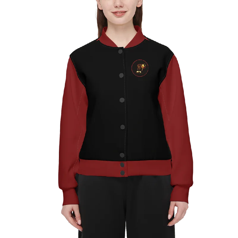 Prince of Peace 01-01 Ladies Designer Double Layered Techno Scuba Knit Varsity JacketGlitter Jackets