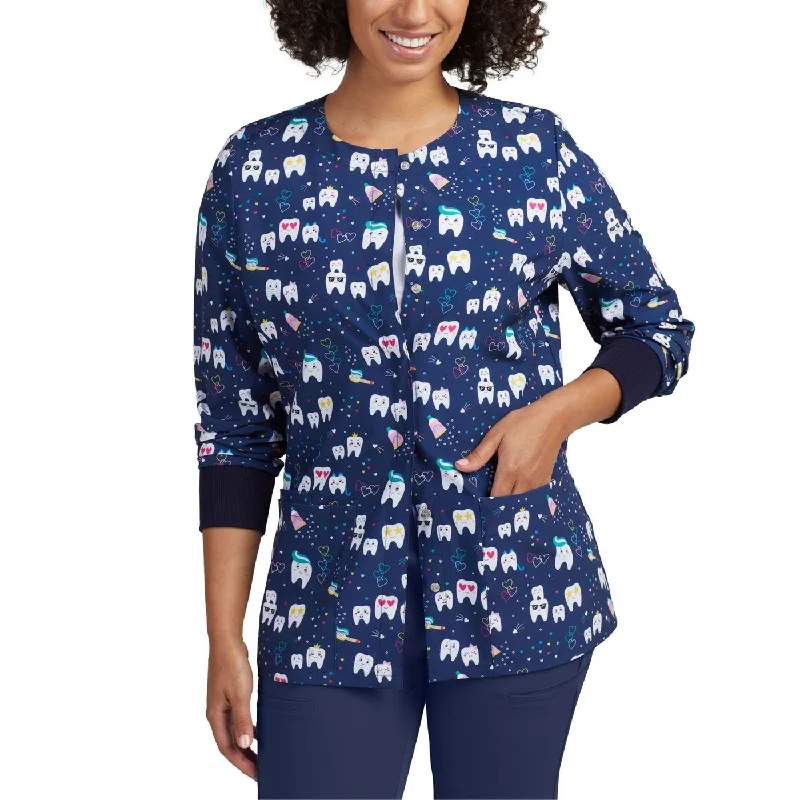 WJ708 White Cross Dental Inspired Printed Scrub Jacket for WomenRainproof Jackets