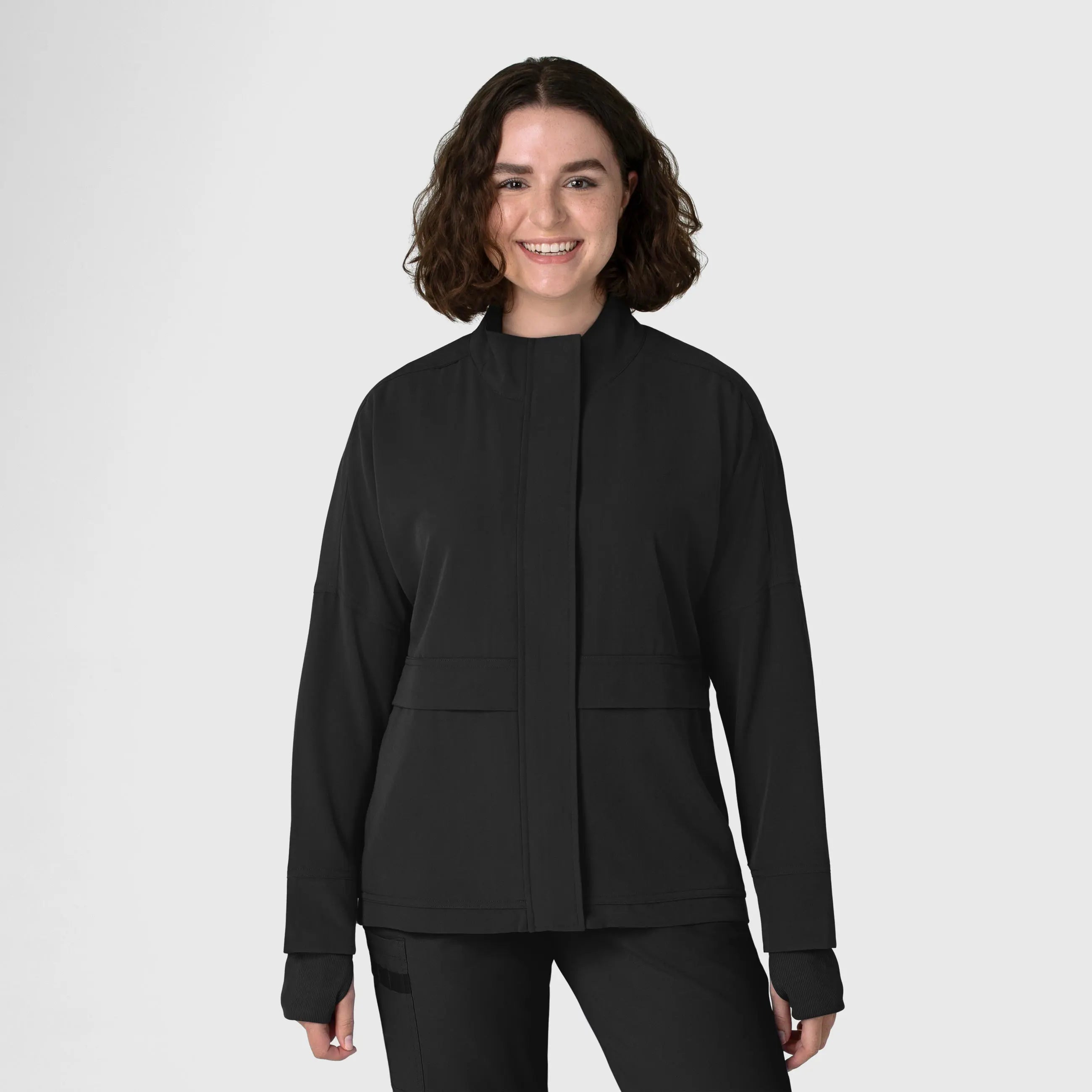 Wink Women's Germs Happen Packable Scrub Jacket - BlackRetro Jackets