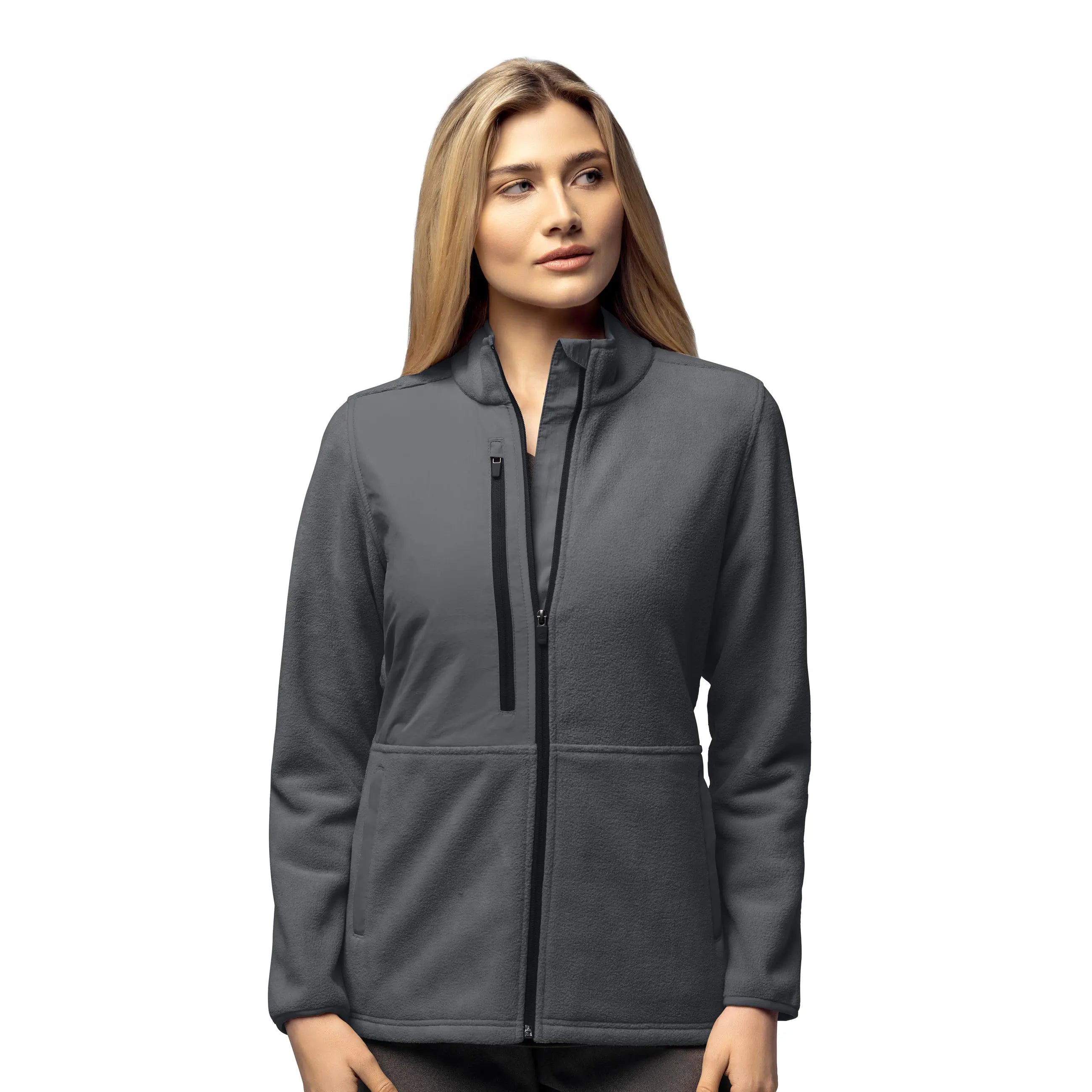 Wink Women's Micro Fleece Zip Jacket - PewterPocketed Jackets