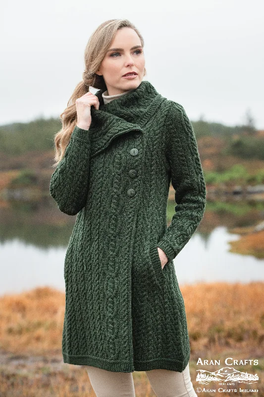 Zippered Knit TopsAran - Burren Coat - Army Green