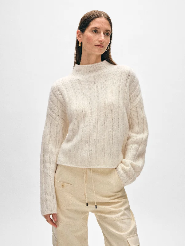 Bamboo Knit TopsCashmere Blend Wide Rib Standneck